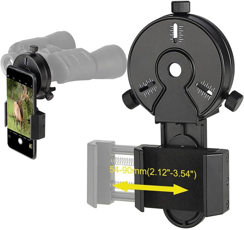 SOLOMARK Cellphone Mount for Vortex Bushnell Celestron Barska Spotting Scope Big Eyepiece Work with Binoculars Monocular Spotting Scope Telescope for Almost Smartphone - Image 2